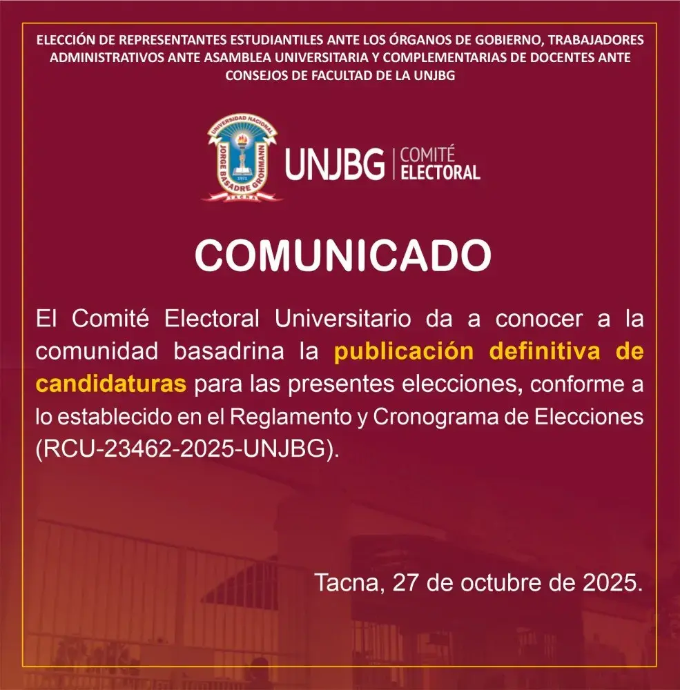 COMUNICADO -  PUBLICACION DEFINITIVA DE CANDIDATURAS